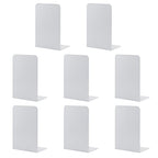 MSDADA Bookends, 4 Pairs/8pcs, White Metal, Modern Minimalist Style, Office & Book Shelves - color: White