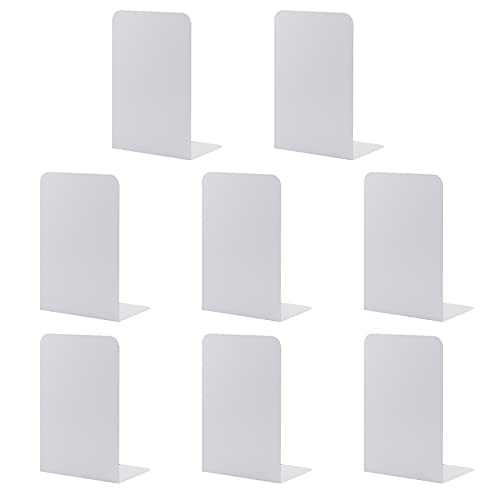 MSDADA Bookends, 4 Pairs/8pcs, White Metal, Modern Minimalist Style, Office & Book Shelves - color: White