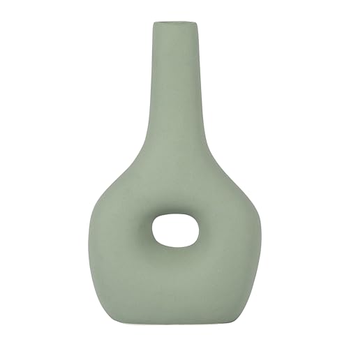 Modern Ceramic Vase with Open Cut-Out Design for Living Room Decor - Decortive Flower Vase for Home Accents, Bedroom, or Office Decor - Ideal for House and Entryway Table Display - 9", Green - color: Green, size: 9.0" H