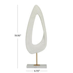 Deco 79 Polystone Abstract Decorative Sculpture Cut-Out Home Decor Statue with Marble Stand, Accent Figurine 7" x 3" x 20", White - size: 7" x 3" x 20"