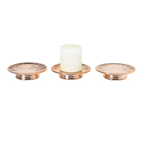 ADAVAS.Y&G Ceramic Rose Gold Candle Plate Set, 3-Piece – Decorative Candle Holder Tray for Pillar Candles, Jewelry, Trinkets or Bathroom Counter – Elegant Rose Gold Finish for Tabletop & Home Décor - color: Rose Gold