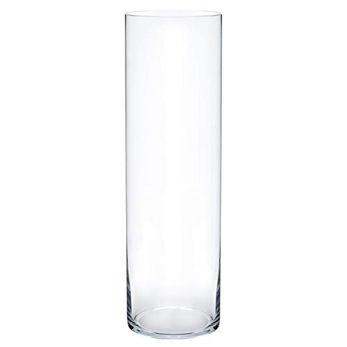 Royal Imports Flower Glass Vase Decorative Centerpiece for Home or Wedding - Cylinder Shape, 16" Tall, 4" Opening, Clear - size: 4" wide x 16" tall