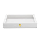 Oirlv White Jewelry Organizer Tray with Acrylic Lid Premium Leather Jewelry Box with Transparent Lid Drawer Insert Big Necklace Display Case(Flat Tray) - color: White, size: 1 Grid