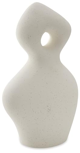 Signature Design by Ashley Arthrow Modern 14 in. Ceramic Abstract Sculpture, White - size: 8.13" W x 5" D x 14.75" H