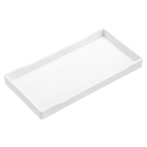 uxcell Serving Tray Small White Mini Tray 4" x 8" Plastic Rectangular Wooden Serving Trays Decorative Ottoman Platter for Breakfast Kitchen Bathroom - color: White