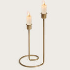 Modern Twisted Metal Candle Holder, Gold Taper Candlestick Centerpiece for Table Décor, Wedding, Holiday & Housewarming Gift - size: Size B