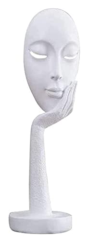 Sculpture Tabletop Decor Minimalist Woman Face Statue Thinker Office Living Room Counter Bedroom (Color : Light Green, Size : L) - color: Light Green, size: Large