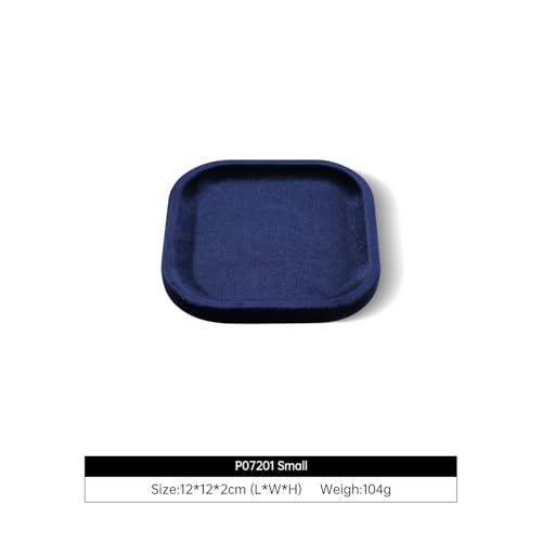 Resilient Velvet Jewelry Display Tray for Ring Earrings Bracelet Necklace, Flat Jewellery Dish for Showcase Store Retail Counter Exhibition Photography Livestream (Dark Blue, Small) - color: Dark Blue, size: Small