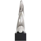 Deco 79 Ceramic Abstract Decorative Sculpture Looped Home Decor Statue with Black Block Base, Accent Figurine 14" x 7" x 25", Silver - size: 14" x 7" x 25"