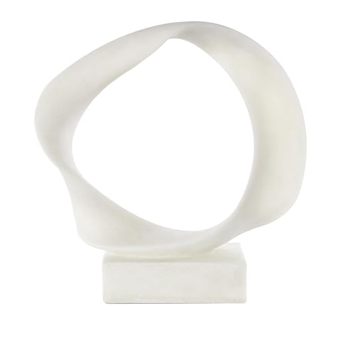 Deco 79 Polystone Abstract Decorative Sculpture Textured Open Wave Home Decor Statue with Elevated Base, Accent Figurine 22" x 6" x 22", White - size: 22" x 6" x 22"