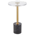 LIKENOW Furniture Acrylic Side Table,Clear Small Round End Table for Living Room,Bedroom,Office | Modern Nightstand with Marble Base,Gold Post,Clear Top for Drink,Food,Snack,Assembly(Black) - color: Black