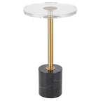 LIKENOW Furniture Acrylic Side Table,Clear Small Round End Table for Living Room,Bedroom,Office | Modern Nightstand with Marble Base,Gold Post,Clear Top for Drink,Food,Snack,Assembly(Black) - color: Black
