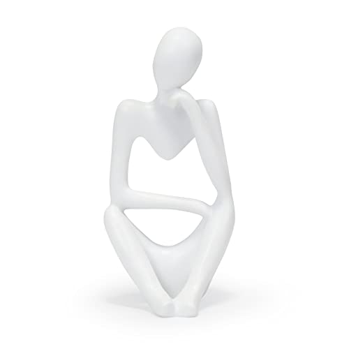 INNOLITES Resin Statue Thinker Style Decoration Abstract Sculptures Collectible Figurines for Home Decor Modern Office Shelf Desktop(White Right) - color: White-right