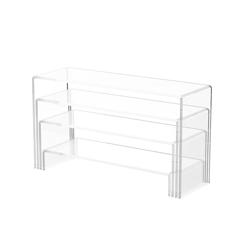 Acrylic Display Stand,8 Pcs 2 Set Display Risers, Acrylic Rectangular Display Shelf Holders for Showcase, Dessert, Perfume, Vendor Events, Cupcake Stands, Toys Display Shelves ( 8Pcs-Clear, 7”L~8”L~9”L ) - color: 8Pcs-Clear