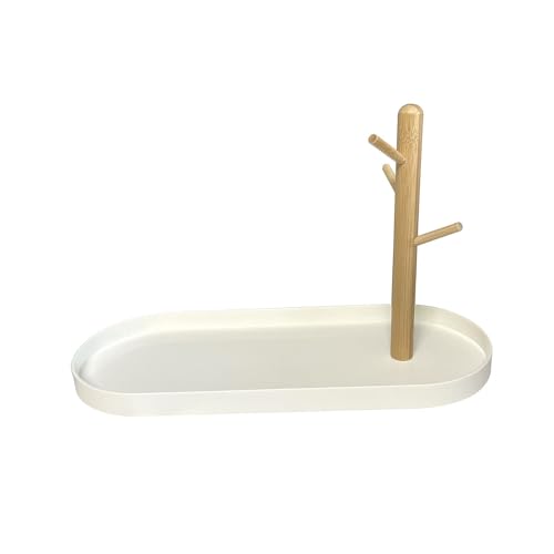 Key Tray for Entryway Table, Catchall Tray Organizer with 3 Tiers Wood Rack for Keys, Bracelets, Watches, Jewelry, Phone (Stadium)