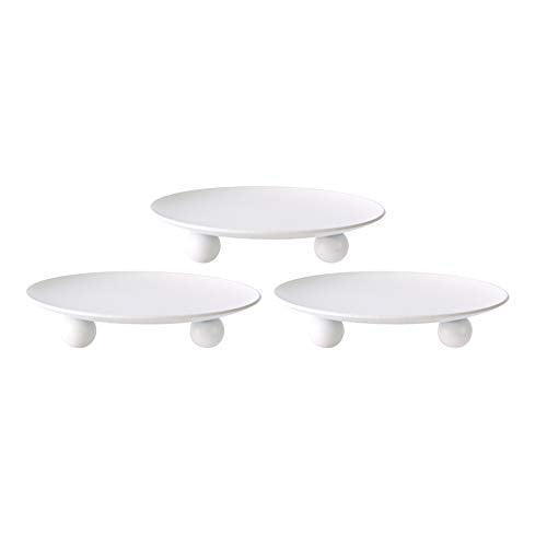 Scwhousi White Iron Plate Candle Holder,Decorative Iron Pillar Candle Holder, Set of 3,Candle Stand for Wax Candles - color: White