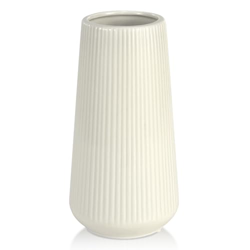 Beige Ceramic Vase, GUKJOB Small Cute Flower Vase for Pampas Grass, Home, Living Room, Dining Table, Farmhouse, Office Decor, Bedroom, Table, and Kitchen Shelf (Beige) - color: Small Beige