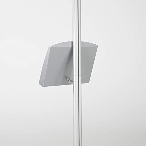 M&T Displays Free Standing Aluminum Display Stand Single Sided Document Brochure Sign Holder Front Loading Portrait Landscape Silver Snap Frame 1x(8.5x11) - Metal Tray Shelf 2X(5.5x8.5) Inch Capacity