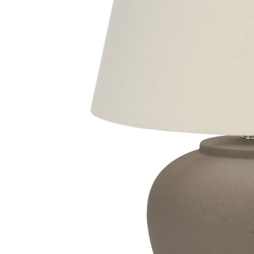 Nourison Home 20" Brown Matte Ceramic Table Lamp with Fabric Shade, Bedside Nightstand Lamp for Bedroom, Living Room, Entryway - color: Brown