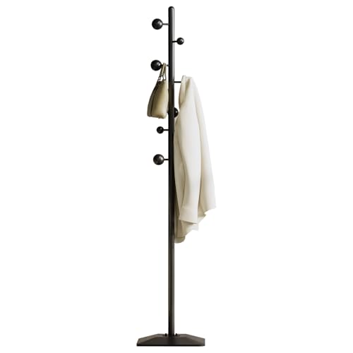 Coat rack freestanding,Coat tree freestanding heavy duty with 7 ball hooks,Coat hanger stand with metal base for entryway hallway bedroom - style: Ball hook
