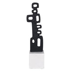 Cruiser’s Caché Abstract Geometric Sculpture, Artisan-Made Cast Aluminum with Black Anthracite Finish, Natural Marble Base, 13" - color: Geometric 13"
