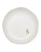 Personalized Ceramic Ring Dish - Monogrammed Jewelry Tray, Handcrafted Room Decor Engagement Wedding Present - Mothers Day Valentines Christmas Birthday Gift Women, Engraved Initial s - style: s