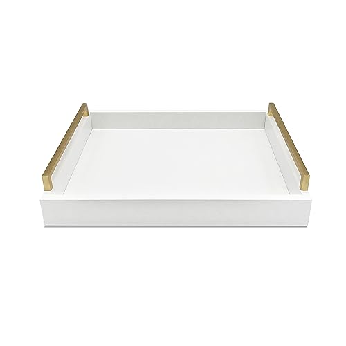 Faux Leather Rectangular Tray, Snow White, 15"W x 11"L x 2"H - color: Snow White
