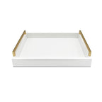 Faux Leather Rectangular Tray, Snow White, 15"W x 11"L x 2"H - color: Snow White