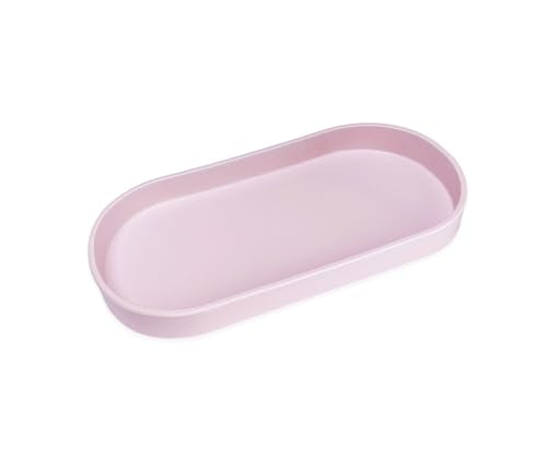 Pink Small Tray (11.8 inch), Oval Tray for Kitchen Counter, Bathtub Bathroom Vanity Items, Countertop Organizer, Coffee Accessory, Bar, Serving Seasoning, Salt and Pepper, Soap, Perfume. - color: Pink, size: 11.8" x 5.9" x 1.2"