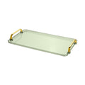 Acrylic Serving Tray with Handles, 16x9 Inch Ottoman Tray, Spill-Proof Coffee Table Tray for Couch, Bedroom & Countertop Decor (Green)