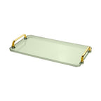 Acrylic Serving Tray with Handles, 16x9 Inch Ottoman Tray, Spill-Proof Coffee Table Tray for Couch, Bedroom & Countertop Decor (Green)