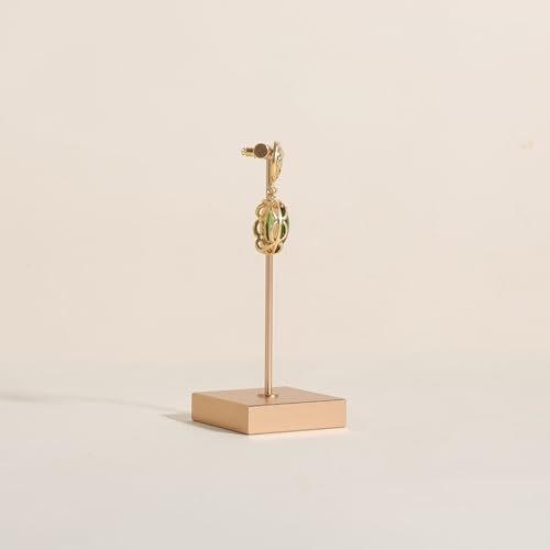 Golden earring display stand for selling, Metal earring T bar holder for show, Jewelry earring storage organizer, jewelry photography props (Square base-Golden-Low) - color: Gold, size: Low