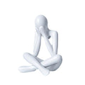 Small Collectible Figurines Abstract Sculpture Statue Desktop Decor Office Shelf Decoration for Home Living Room (White)