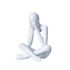 Small Collectible Figurines Abstract Sculpture Statue Desktop Decor Office Shelf Decoration for Home Living Room (White)