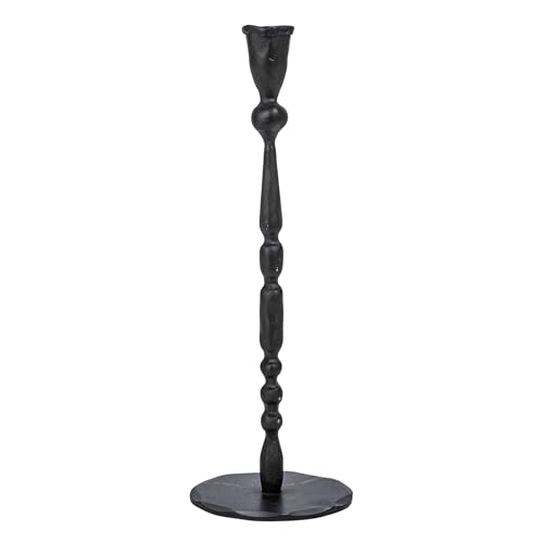 Creative Co-Op Decorative Hand-Forged Metal Taper Holder, Black - size: 4" Round x 12"H