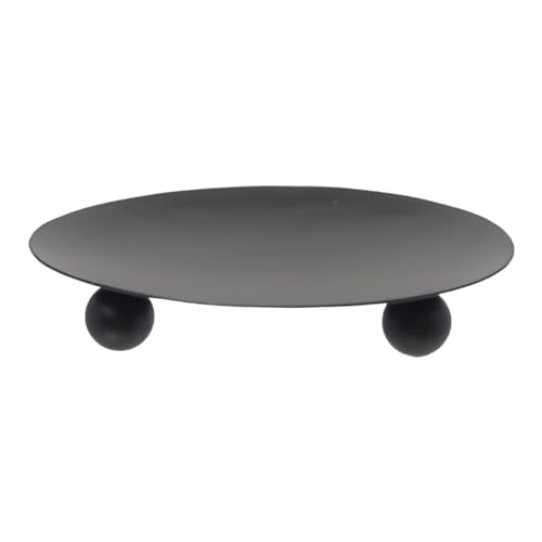 Hosley Set of 2 Black Iron Pillar Candle Holder Plates – 4-Inch Decorative Round Trays for Pillar Candles – Ideal for Weddings, Special Occasions, Home Décor, and Pedestal Displays - color: Black, size: 4" Diameter