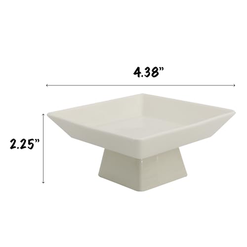 COLLECTIVE HOME - Ceramic Jewelry Tray, Decorative Geometric Jewelry Dish, Luxurious Trinket Tray with High Base, Birthday Mother's Day for Women (Square Glossy) - color: Square Glossy