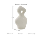 Signature Design by Ashley Arthrow Modern 14 in. Ceramic Abstract Sculpture, White - size: 8.13" W x 5" D x 14.75" H