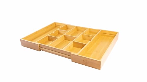Varella Living Bamboo Drawer Organizer – Adjustable Silverware and Utensil Tray for Kitchen