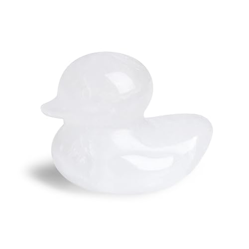 QINJIEJIE 1.5" Clear Quartz Crystal Duck Decor Figurines Healing Quartz Crystals Stone Cute Duck Animal Statues Reiki Home Room Desk Decor Sculpture Lunny Funny Ducks Gifts for Women - color: Clear Quartz