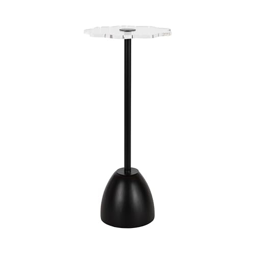 Kate and Laurel Acari Modern Pedestal Drink Table, 10 x 10 x 22, Clear Acrylic and Black, Decorative End Table with Scalloped Acrylic Tabletop for Use as Small Plant Stand or Cute Living Room Accent