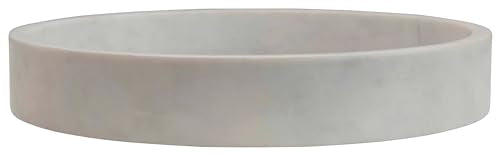 Creative Co-Op Minimalist Round Carved Marble Tray or Charcuterie Board, White, 12" - size: 12"