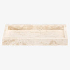 Navaris Travertine Decorative Tray - Durable Bathroom Organiser - Trays for Perfume, Jewellery, Vanity & Coffee Table Decor - 25 x 12cm Rectangle Tray, Beige - size: 9.8" x 4.7" x 1.2"