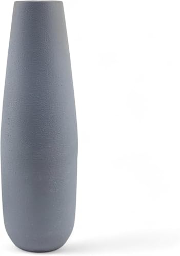 Hosley 16 in High Dark Gray Metal Vase, Ideal for Dried Flowers Gift for Floral Arrangements Wedding Home Spa Votive Candle Gardens - color: Dark Gray 2