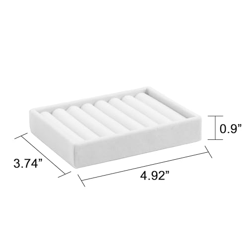 Frebeauty Stackable Jewelry Trays,Small Jewelry Organizer for Drawer,7 Slots Velvet Ring Organizer for Women,4.92 x 3.74 x 0.9 Inches(Set 2,White) - color: White, size: 7 Slots Set 2