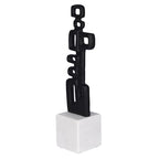 Cruiser’s Caché Abstract Geometric Sculpture, Artisan-Made Cast Aluminum with Black Anthracite Finish, Natural Marble Base, 13" - color: Geometric 13"