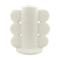 47th & Main Taper Candle Holders for Candlesticks, Ceramic Minimalist Abstract Decorative Candleholder for Dining Table Centerpiece, 3.5" L x 2.25" W x 4" Tall, White