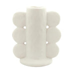 47th & Main Taper Candle Holders for Candlesticks, Ceramic Minimalist Abstract Decorative Candleholder for Dining Table Centerpiece, 3.5" L x 2.25" W x 4" Tall, White