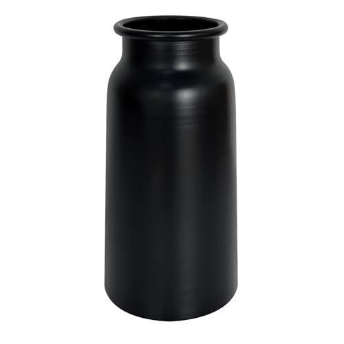 Matt Black 10.67" Metal Cylinder Flower/Plants Vase for Office Desk Book/Bathroom Shelf, Vintage Retro Decor Aesthetic for Entry Coffee Table, Halloween Bookshelf Housewarming Decoration Centerpieces - color: Matte Black