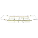 Cabilock Luxury Stainless Steel Bathtub Caddy Tray - 24.8in Expandable Modern Bath Rack for Tub with Wine Glass & Book Holder - Rustproof Shower Organizer & Tablet Stand for Home Spa, Gold - color: Golden